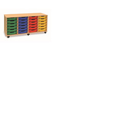 24 (6x4) Shallow Tray Unit Beech Finish All Blue Trays