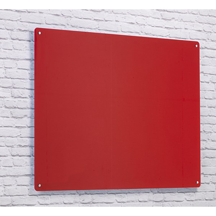 Wall Mounted Glass Board 1000 x 650mm Red