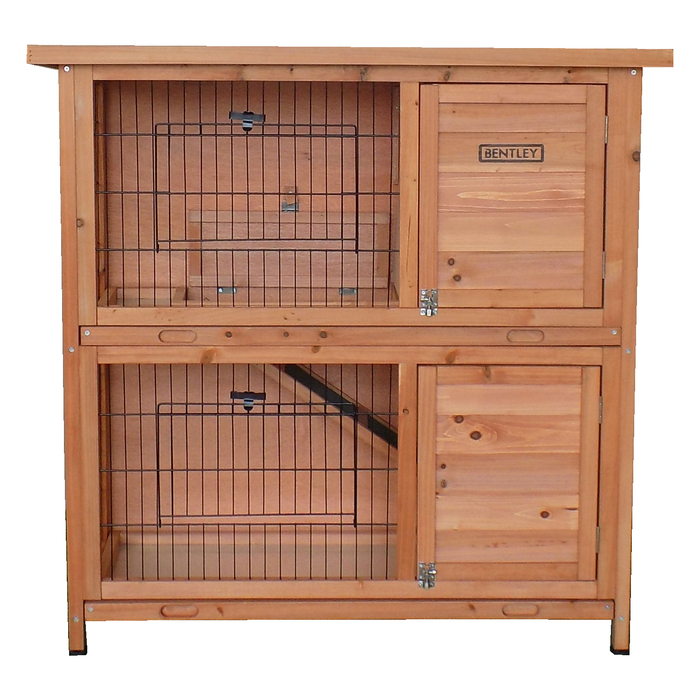 FSC® 100% Certified Two Storey Pet Hutch with Tray Natural Wood
