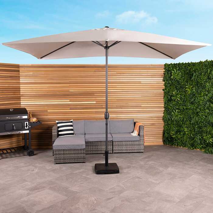3m x 2m Rectangular Garden Parasol - Grey
