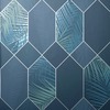 Miami Geometric Leaf Wallpaper Navy