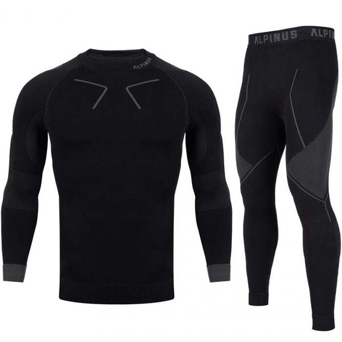 Alpinus Men's Tactical Base Layer Set Thermoactive Underwear - Black/Gray