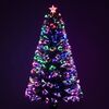 Green Fibre Optic Christmas Tree 2ft to 6ft with Red Berries and Multi Coloured Lights, 4ft