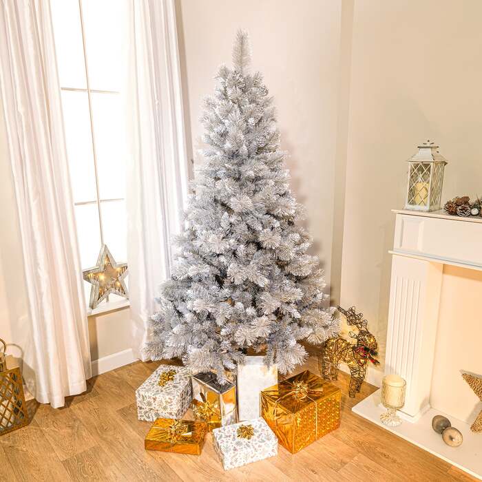 5ft - 7ft Vancouver Frosted Pine PE Artificial Christmas Tree, 7ft