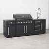 Draco Grills Fusion 6 Burner Black Outdoor Kitchen with Modular Side Burner and Sink, Mid February 2026