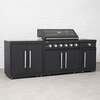 Draco Grills Fusion 6 Burner Black Outdoor Kitchen with Modular Side Burner and Double Cupboard, End of January 2026