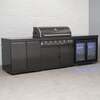 Draco Grills 6 Burner BBQ Black Stainless Steel Modular Outdoor Kitchen with Double Fridge & Double Cabinet, With Side Panels