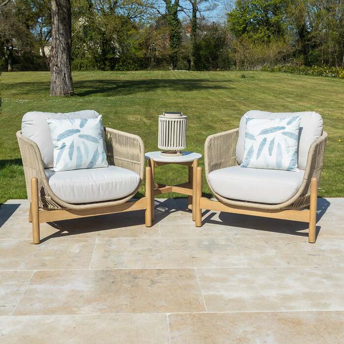 Bracken Outdoors Hampton Acacia Wood and Rope Duo Lounge Chair and Side Table Garden Furniture Set, Late March 2026