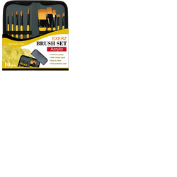 Exerz Artist Acrylic Paint Brush Set 10 pcs Synthetic Hair in a Case