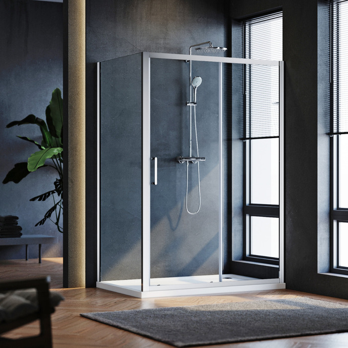 ELEGANT 1500x760mm Sliding Shower Enclosure 8mm Easy Clean Nano Glass Cubicle