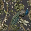 Peacock Woods Wallpaper Charcoal