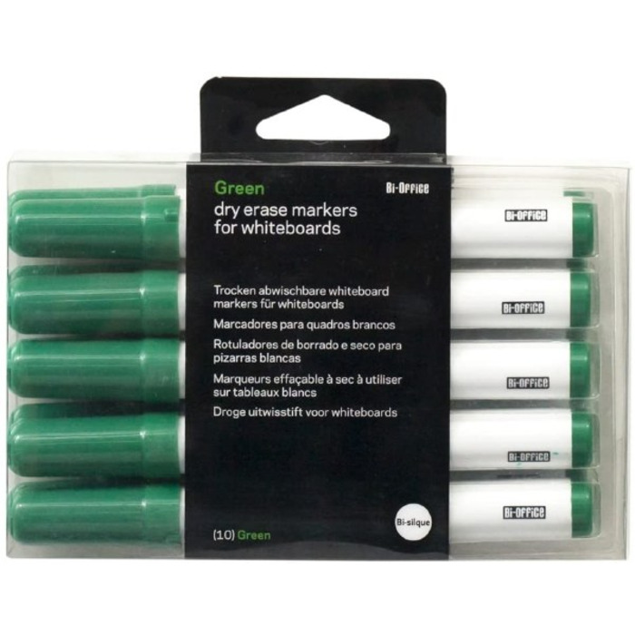 Bi-Office Box of 10 Drywipe Markers Green