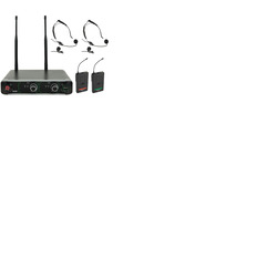 Dual UHF Belt pack Microphone System with Receiver