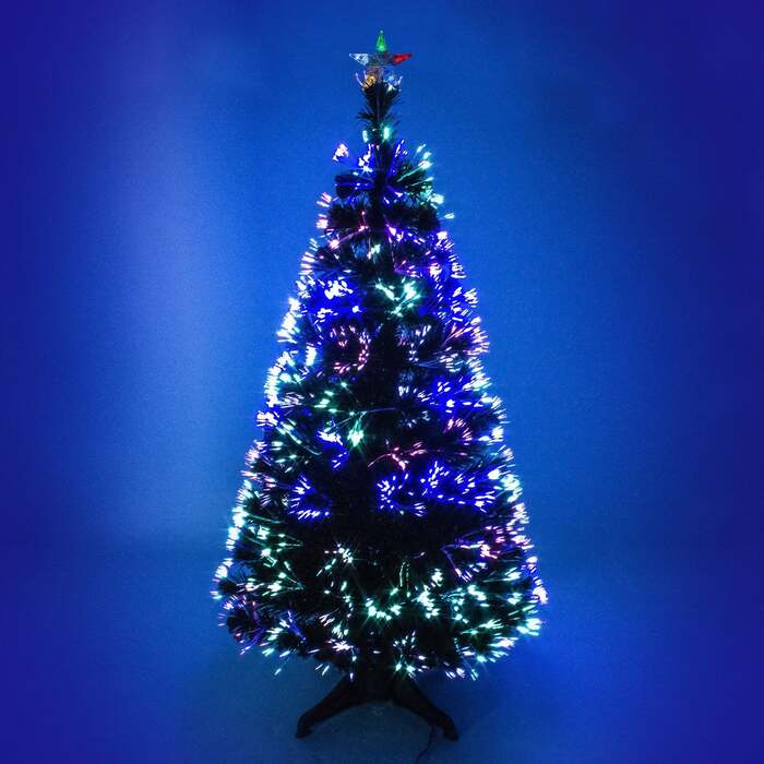Green Fibre Optic Christmas Tree 2ft to 6ft with Multicoloured Fibre Optic Lights, 2ft / 60cm