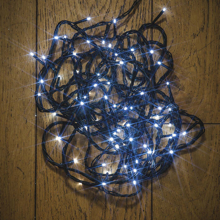 Noma Christmas 80, 120, 180, 240, 360, 480, 720, 1000 Multifunction LED Lights with Green cable and Timer - Bright White, 480 Bulbs