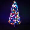 Green Fibre Optic Christmas Tree 2ft to 7ft with Multi Coloured LED Lights and Blue Bows, 2ft