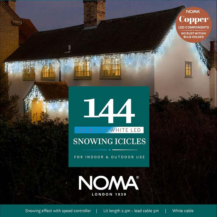 Noma Christmas 240, 360, 480, 720, 960 Snowing Icicle LED Lights with White Cable