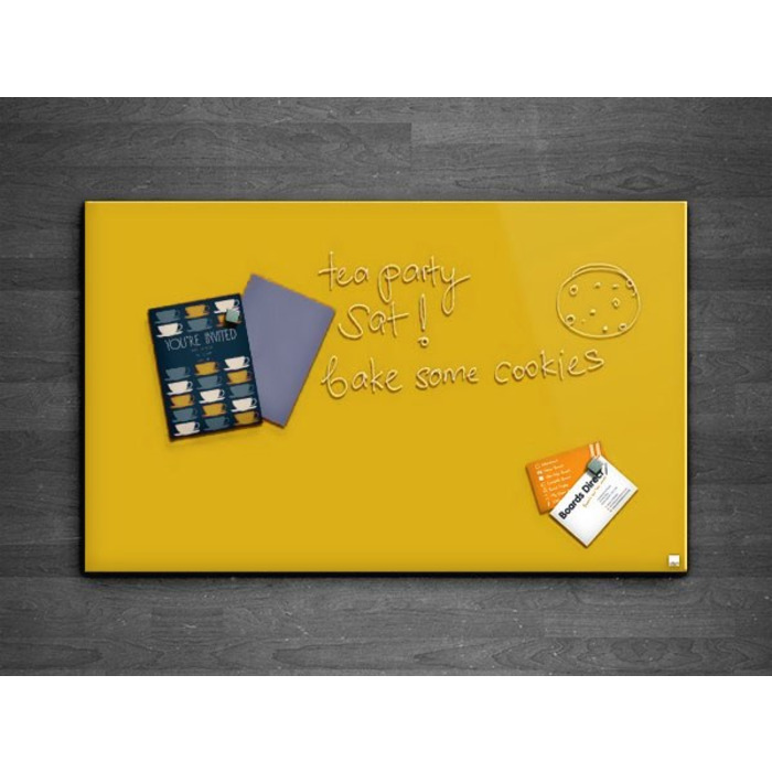 Casca Magnetic Glass Writing Board 1200 x 1000mm,Yellow Yuzu