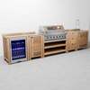 Draco Grills Teak 6 Burner Outdoor Kitchen with Modular Double Fridge, Sink, Single Cupboard, Triple Drawers, End of February 2026