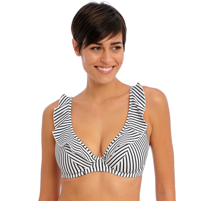 Freya Jewel Cove High Apex Bikini Top - Stripe Black - 34G
