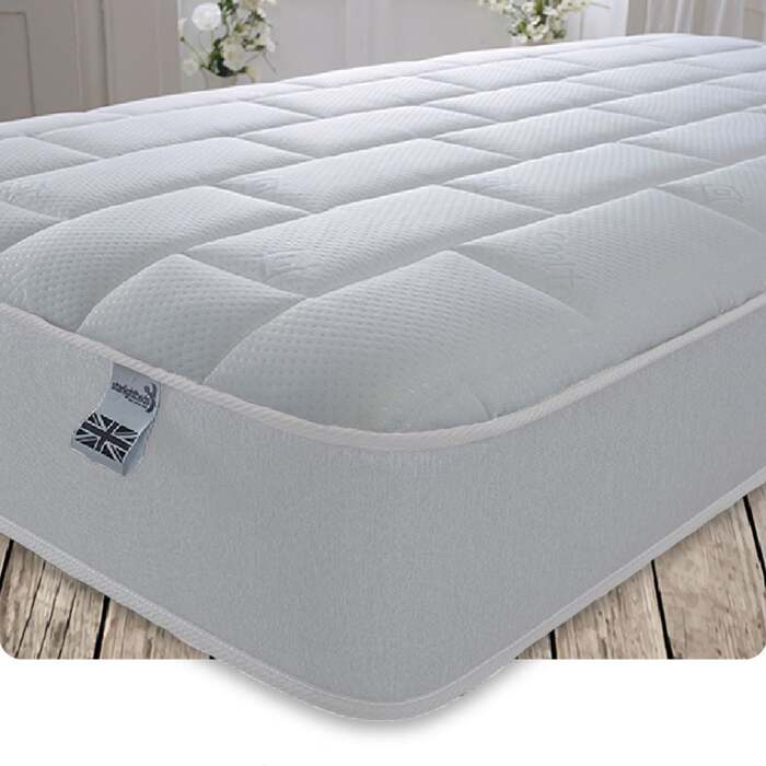 Starlight Beds 7. 25" Deep Luxurious Cool Touch Big Bricks Quilting White Border with Memory Foam and Spring Mattress - 2ft6 by 5ft9 Shorty Mattress (7