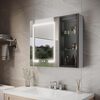 ELEGANT 700 x 600mm LED Bathroom Mirror Cabinet with Open Shelf, Dimmer, Anti