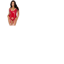 House Of Desire Trinity Patent Lace Up Bustier & Thong Set