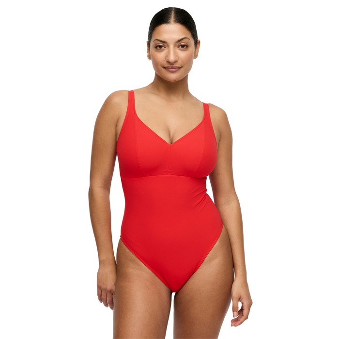 Prima Donna Aswan Plunge Wireless Swimsuit - Fiesta Red - 34E