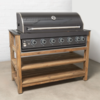 Draco Grills Teak Modular Outdoor Kitchen BBQ Unit with Black Stainless Steel 6 Burner Barbecue, End of January 2026