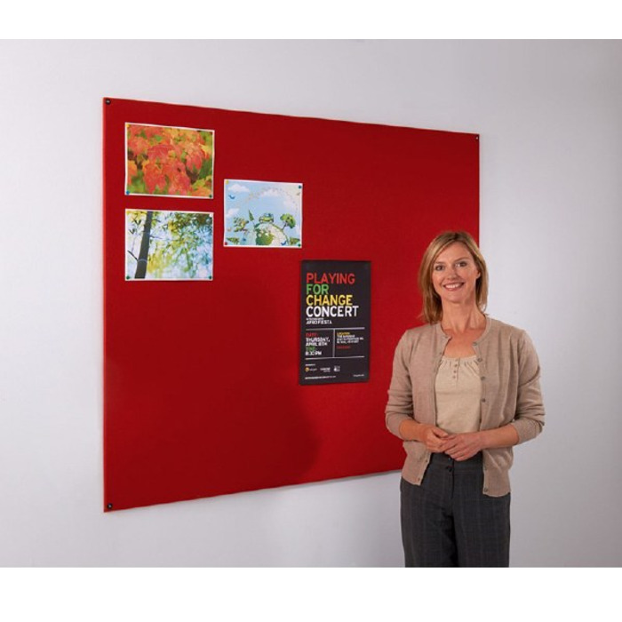 Frameless Felt Covered Noticeboard 1200 x 1200mm Red