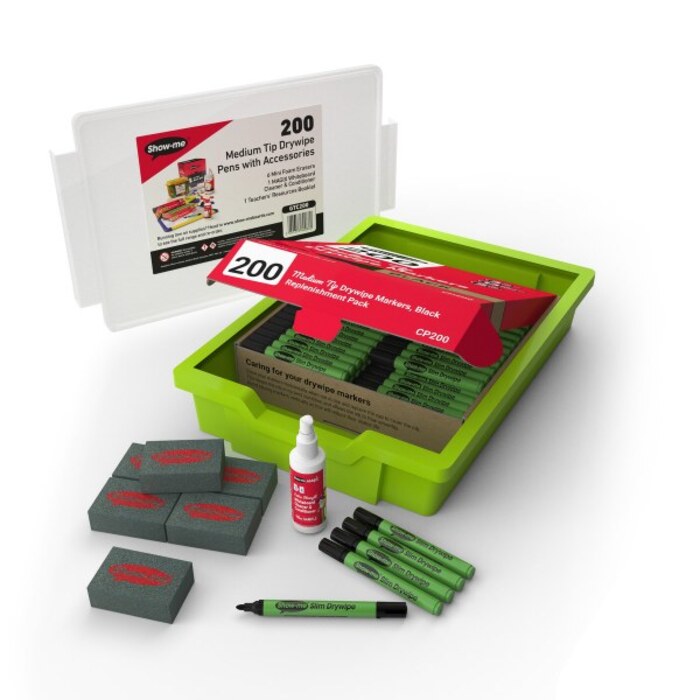 Show-Me Slim Barrel Drywipe Pens - Black