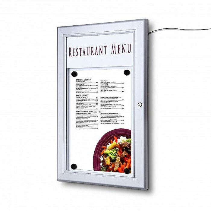 Outdoor Lockable Menu Case 1 x A4 LED Backlit