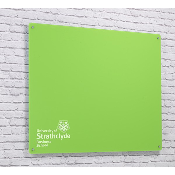 Magnetic Glass Board with your Logo 900 x 600mm Lime