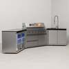 Draco Grills 6 Burner BBQ Modular Outdoor Kitchen with Double Fridge and Sink, With Granite Side Panels