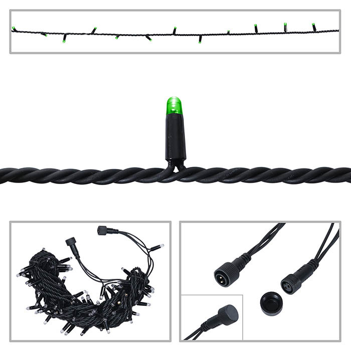 LED String Light Rubber Connectable Design in Green - 20m