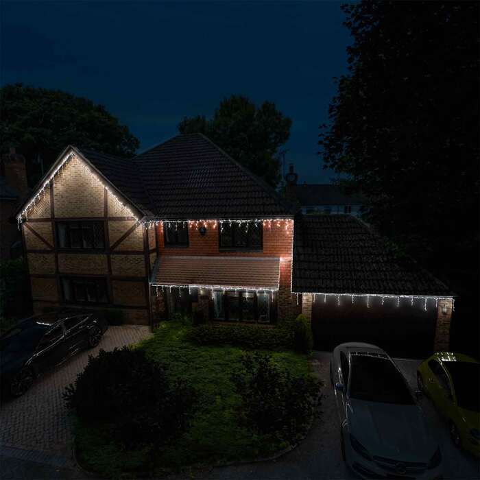 White/Warm White Twinkling Christmas Icicle Lights with White Cable 126,210,420,700,924 LEDs, 126 LEDs