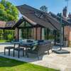 Bracken Outdoors Grey 3. 3m Round Cantilever Parasol With Solar LED Lights & FREE Base