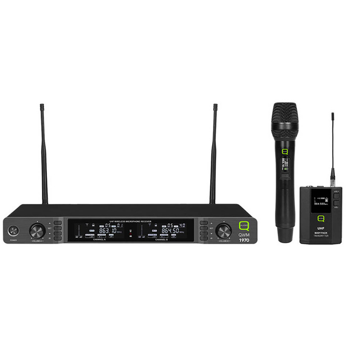 UHF Dual Channel Diversity Handheld and Beltpack Wireless System - 606-614MHz