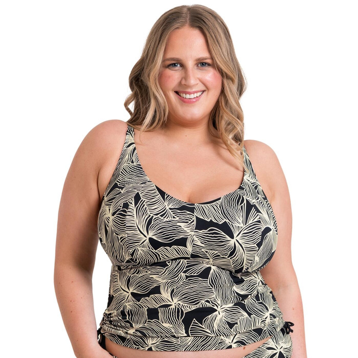 Curvy Kate Ripple Reef Non Wired Tankini Top - Black Print - 30DD/E