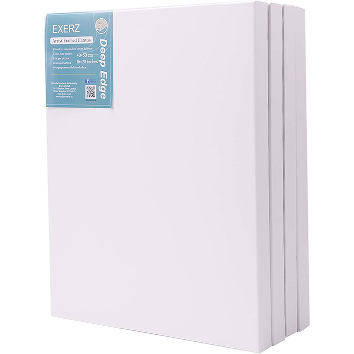 EXERZ 40x50cm Framed Canvas Deep Edge 3. 8cm/ 380GSM/ Stretched Canvas 100% Cotton- 4pk
