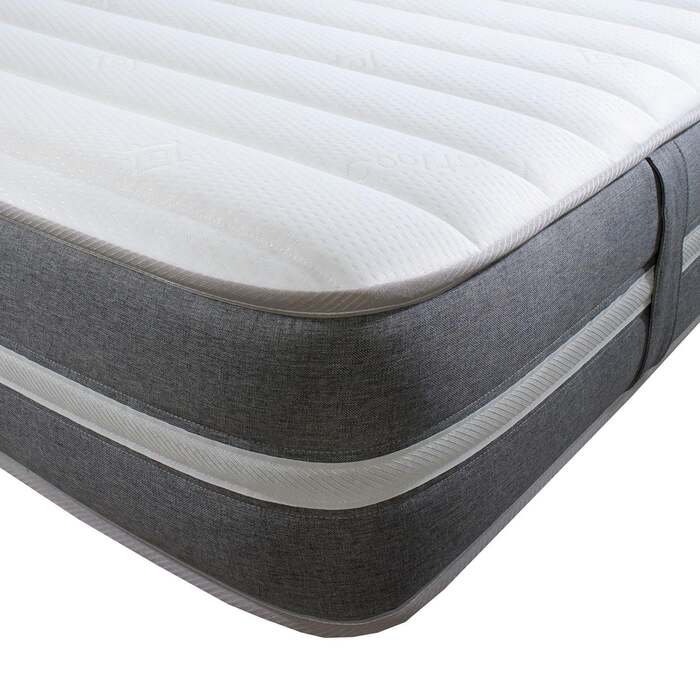 Starlight Beds™ European 9" Deep Grey & White Memory Foam and Pocket Spring Mattress - 2ft6 by 5ft9 Shorty Mattress (75cm by 175cm)