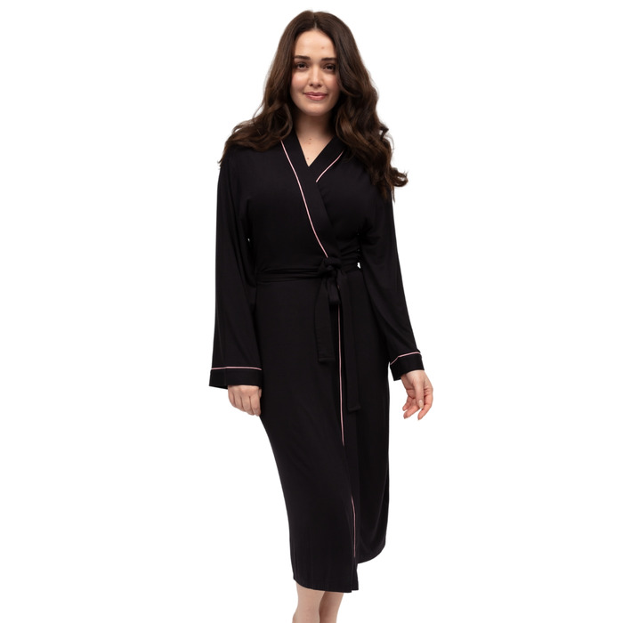 Cyberjammies Bonnie Jersey Long Dressing Gown - Black - M - 12