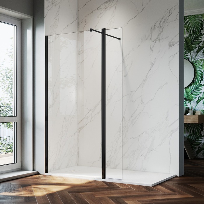 ELEGANT Black Fittings 1000mm Clear Easy Clean Walk