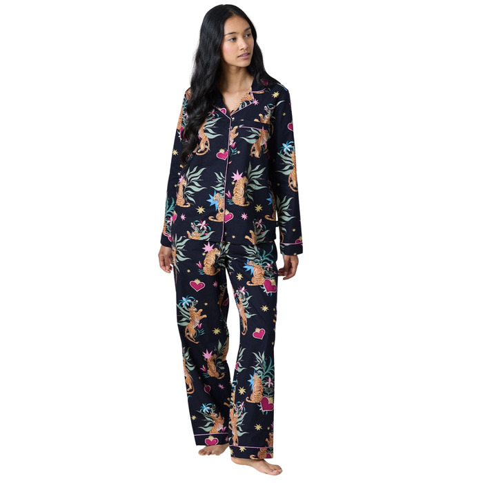 Chelsea Peers Organic Cotton Long Pyjama Set - Enchanted Tiger Print - S - 10