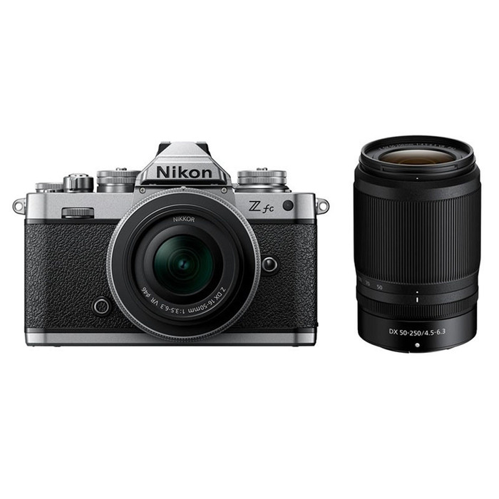 Nikon Z fc Mirrorless Camera with Z DX 16-50mm (Silver) and Z DX 50-250mm Lenses