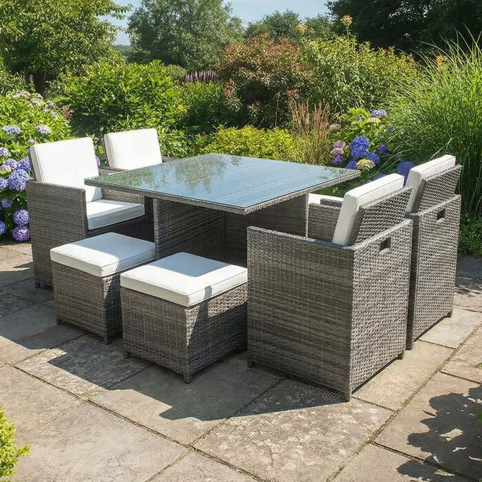 Bracken Outdoors Florida 4 - 8 Seater Grey Rattan Garden Cube Set, Early March 2026