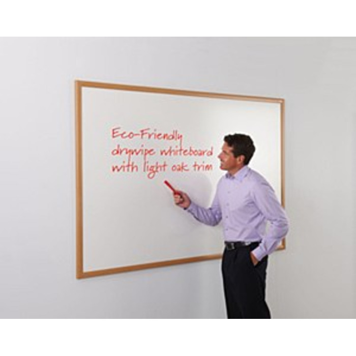 WriteOn Eco-Friendly Whiteboard 1800 x 1200mm Light Oak effect frame