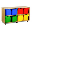 8 Jumbo Tray Storage Unit Maple Finish Primary Tray Colours