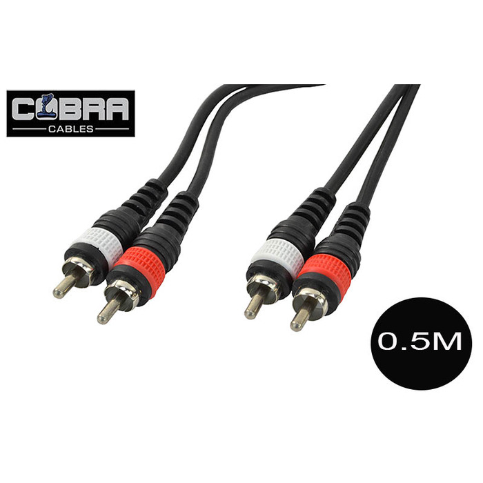 2 x RCA to 2 x RCA Phono Audio Leads - 0. 5m High-Quality Stereo Cables