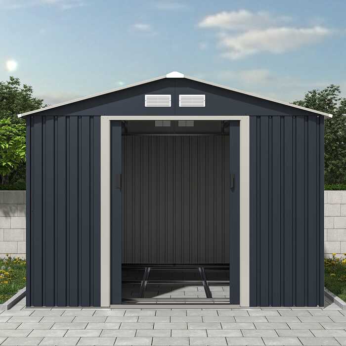 Metal Garden Shed Grey 8ft x 10ft